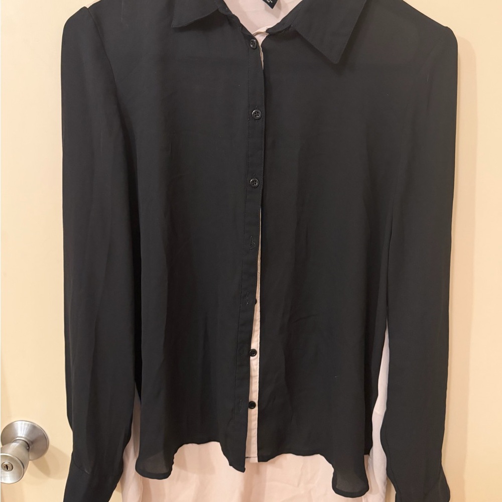 Forever 21 Black Button-Down Shirt